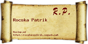 Rocska Patrik névjegykártya